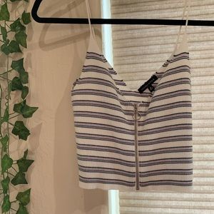 Sweater material zip front crop top